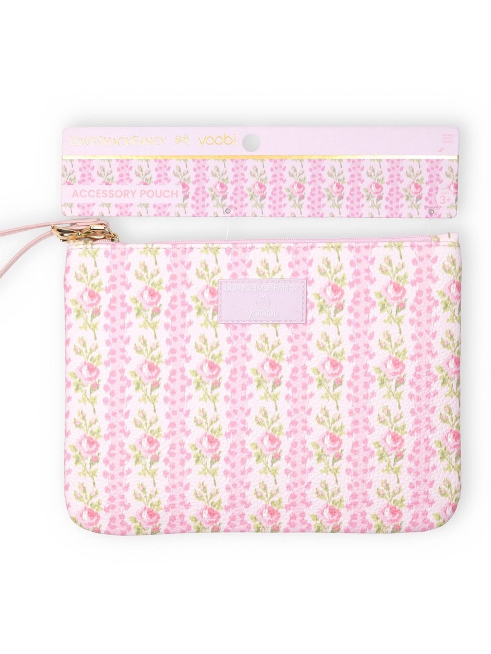 NWT LoveShackFancy by yoobi Pink Floral Accessory Pouch